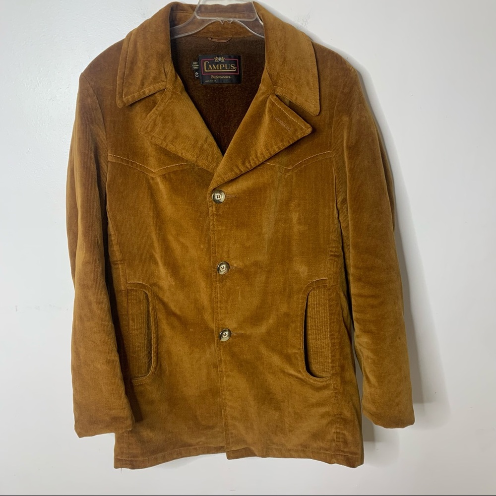 Vintage Campus Corduroy Coat Sherpa-Lined Jacket | Size 40 | Made in USA